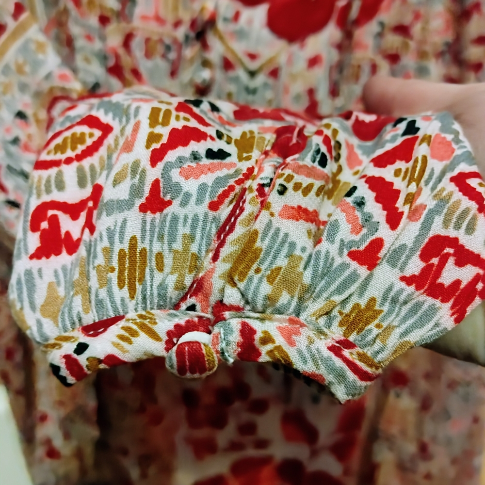 Tribal: Small Flowy Printed Crepe Blouse – Scarlet Multi - Picture 12 of 13